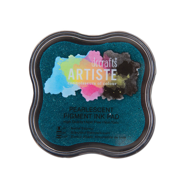 Подушечка штемпельная Docrafts Artiste PIGMENT Ink Pad, цвет морской волны, перламутр