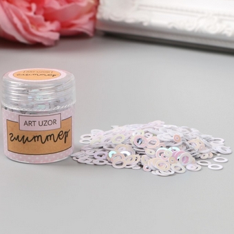 Глиттер в баночке "Кружочки", цвет белый