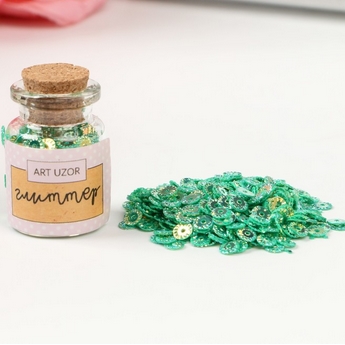 Глиттер в баночке "Мини-пайетка", цвет зелено-голубой перламутр