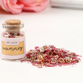 Глиттер в баночке "Мини-пайетка", цвет красно-оранжевый перламутр