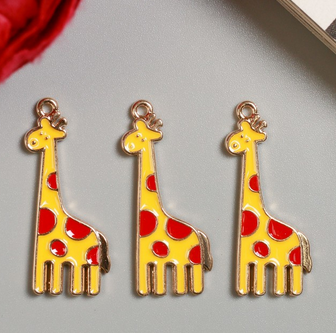 Подвеска металлическая эмаль "Жирафик", золото
