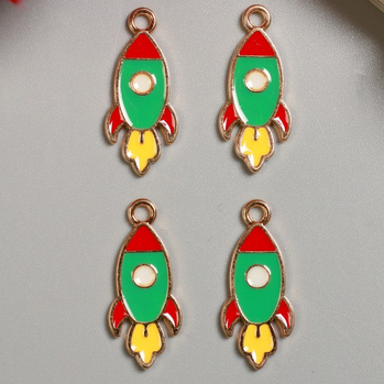 Подвеска металлическая эмаль "Ракета", золото (67)