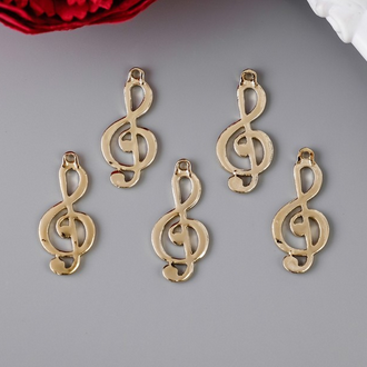 Подвеска металлическая "Скрипичный ключ", золото (194)