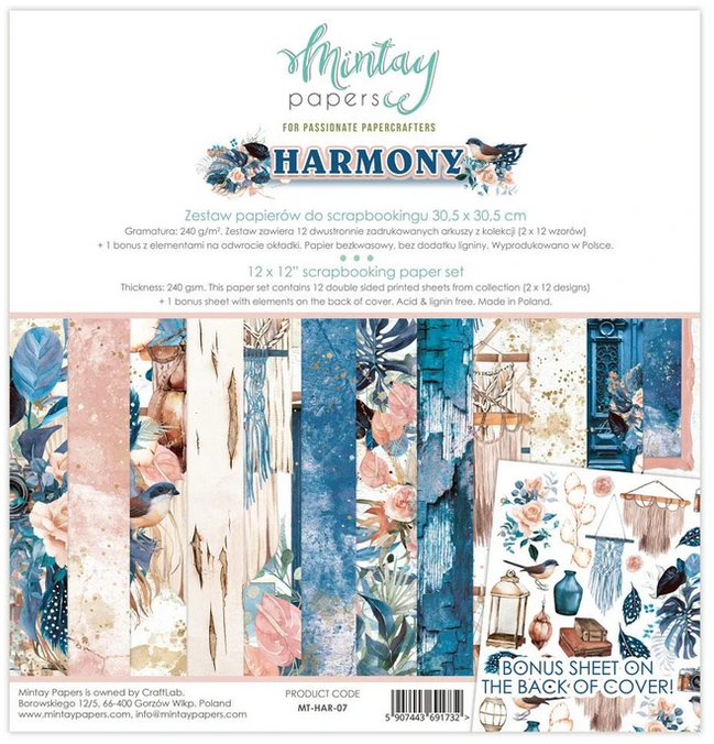 Набор бумаги 30х30см Mintay papers "Harmony"