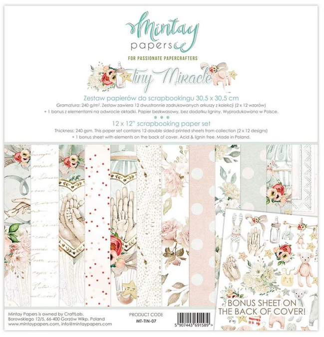 Набор бумаги 30,5 х 30,5см Mintay papers "Tiny Miracle"