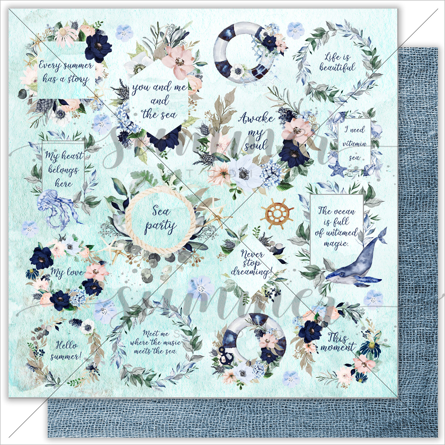 Бумага Summer studio "Marine Bloom", Royal sea (SMST70)