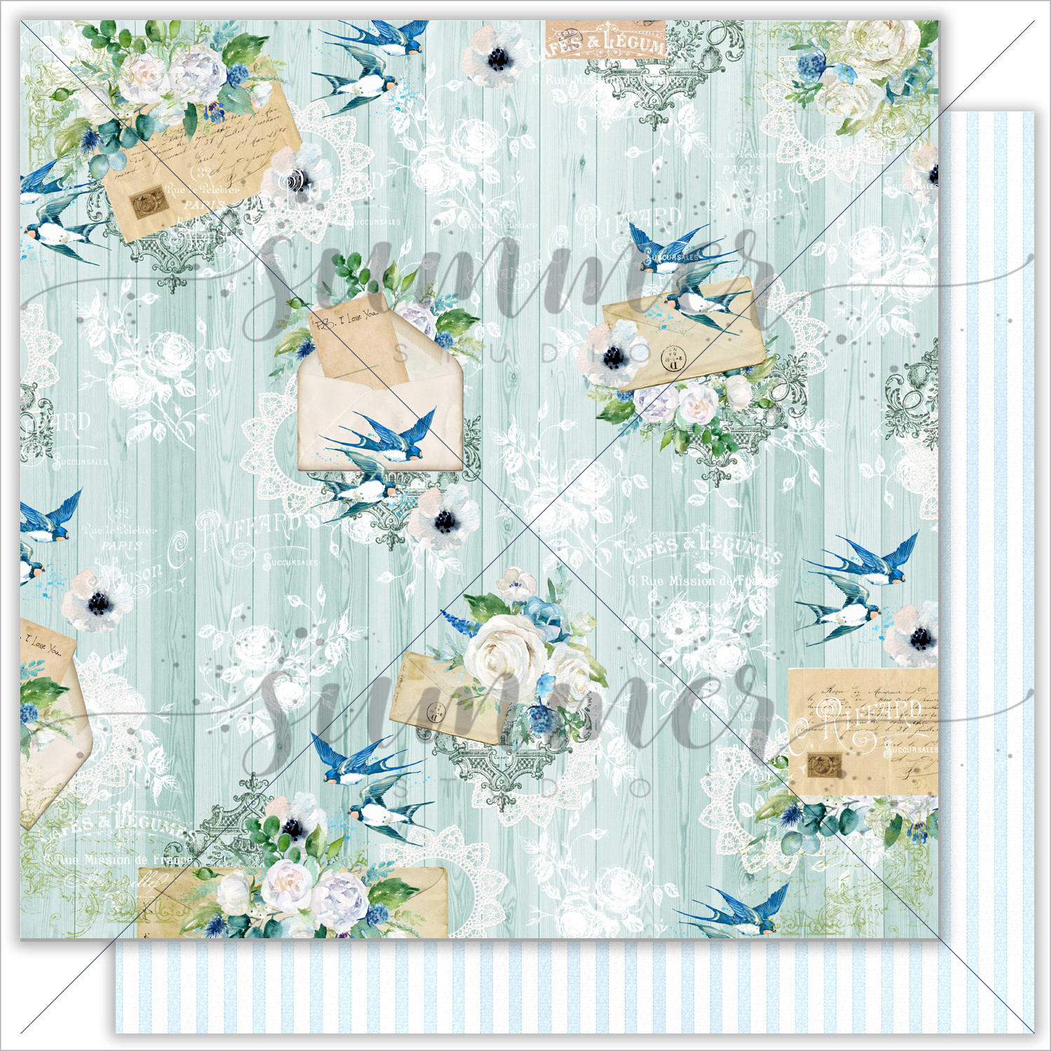 Бумага Summer studio "Sky swallows", Swallow's letter (SMST73)