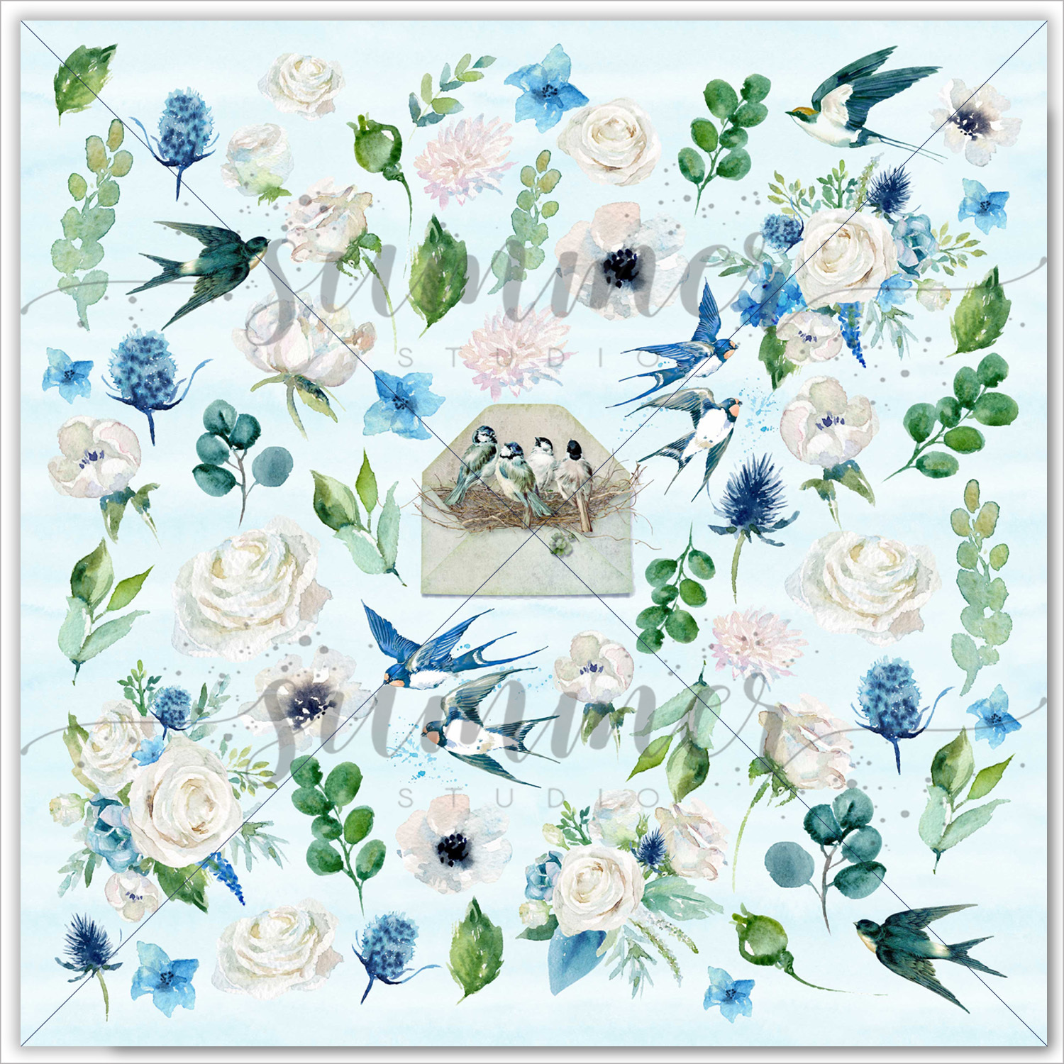 Бумага Summer studio "Sky swallows", элементы для вырезания (SMST78)