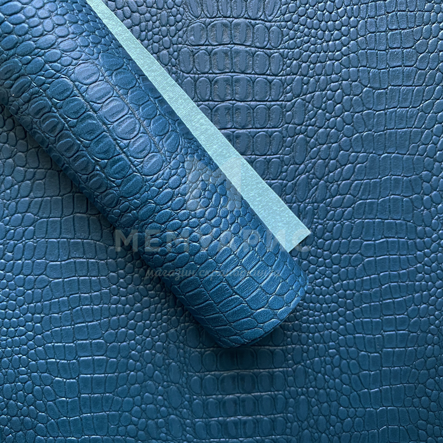 Кожзам переплётный КРОКОДИЛ 35 х 50 см. Цвет петролевый синий