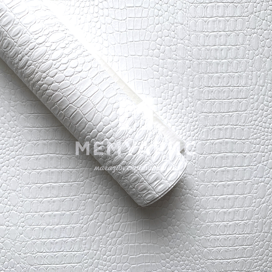 Кожзам переплётный КРОКОДИЛ 35 х 50 см. Цвет белый