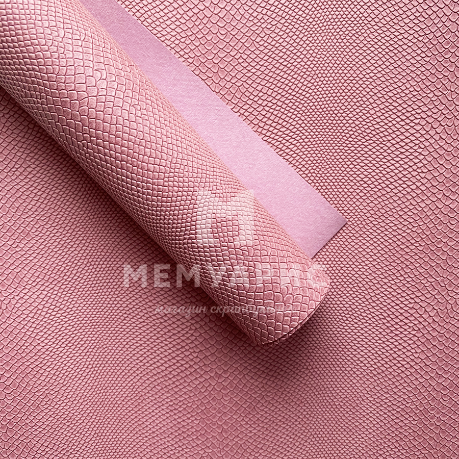 Кожзам переплётный "ПИТОН" 35 х 50 см. Цвет розовая пудра