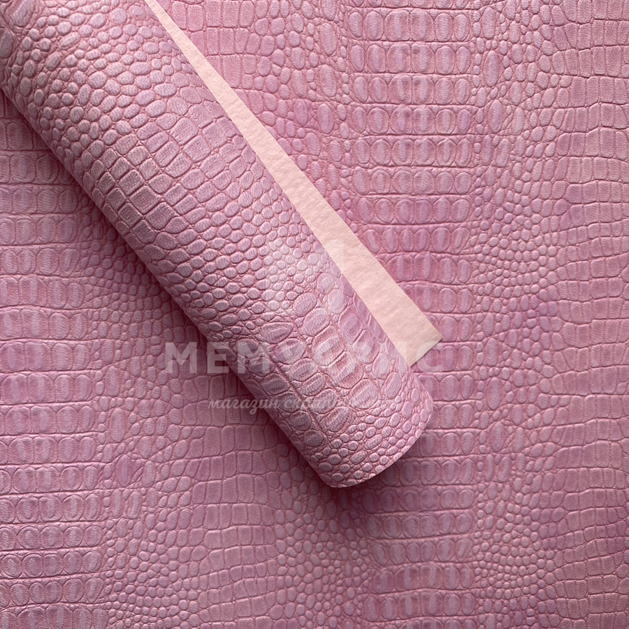 Кожзам переплётный КРОКОДИЛ 35 х 50 см. Цвет розово-сиреневый