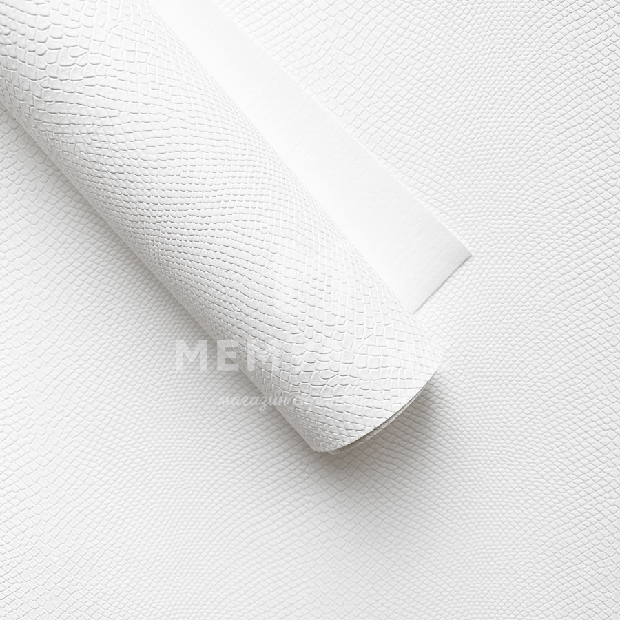 Кожзам переплётный "ПИТОН" 35 х 50 см. Цвет белый