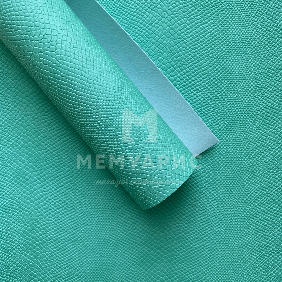 Кожзам переплётный "ПИТОН" 35 х 50 см. Цвет мятный