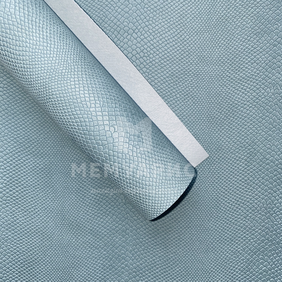 Кожзам переплётный "ПИТОН" 35 х 50 см. Цвет пепельно-голубой