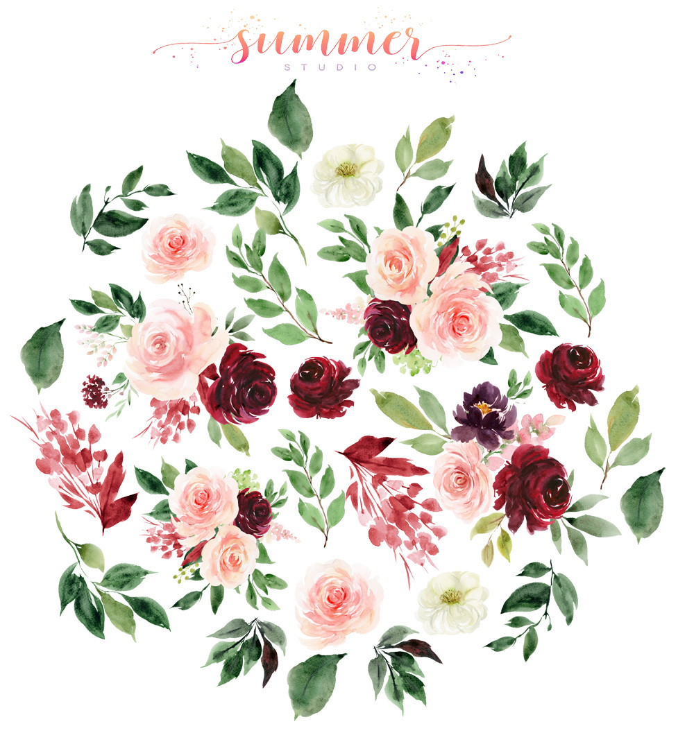 Набор высечек Summer Studio "Burgundy"