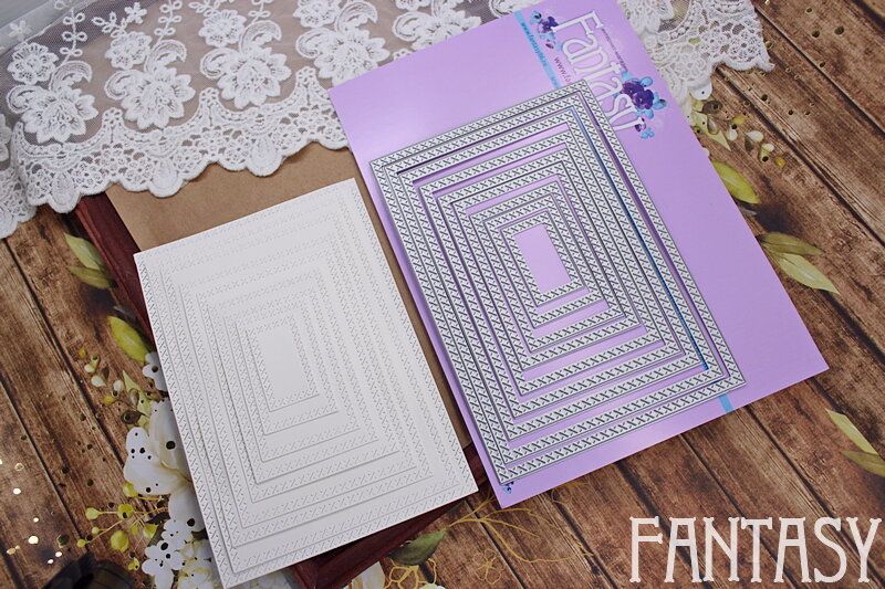 Ножи для вырубки Fantasy рамка "Прямоугольник окантовка крестик"