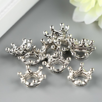 Подвеска металлическая "Корона". Цвет серебро