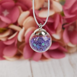 Подвеска "Колба стеклянная с фиолетовыми звёздочками" (196)