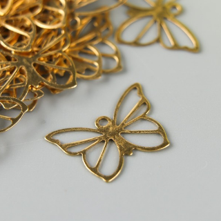 Подвеска металлическая "Бабочка резная". Цвет золото