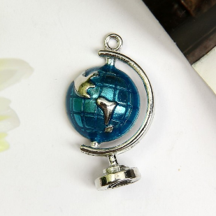 Подвеска металлическая эмаль "Глобус", серебро