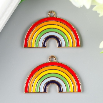 Подвеска металлическая эмаль "Радуга", золото