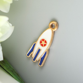 Подвеска металлическая эмаль "Ракета со звёздочкой", золото (753)