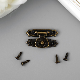 Замочек металлический для шкатулки+гвозди, цвет бронза