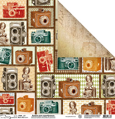 Бумага двусторонняя MrPainter "Фотоаппараты на полках" (PSW644)