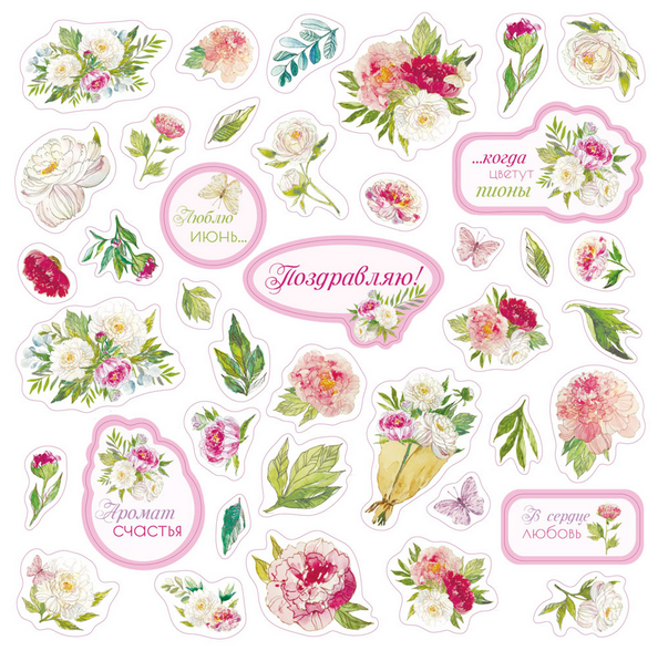 Набор картонной вырубки MrPainter "Пионы"