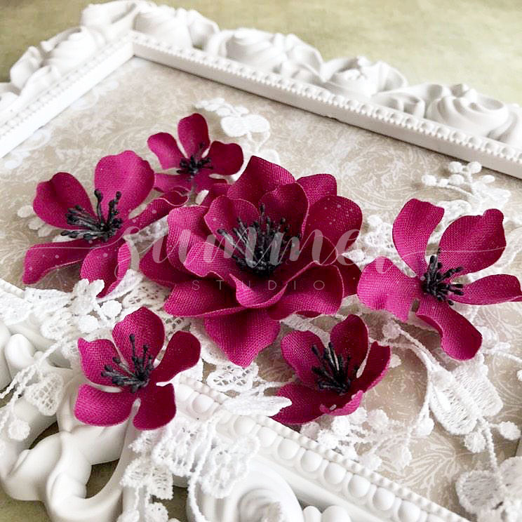 Набор цветов из ткани Summer studio "Wild marsala"