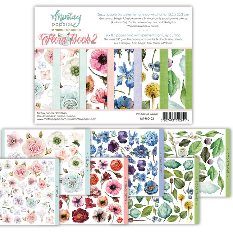 Набор бумаги 15х20см Mintay papers "Flora Book2"