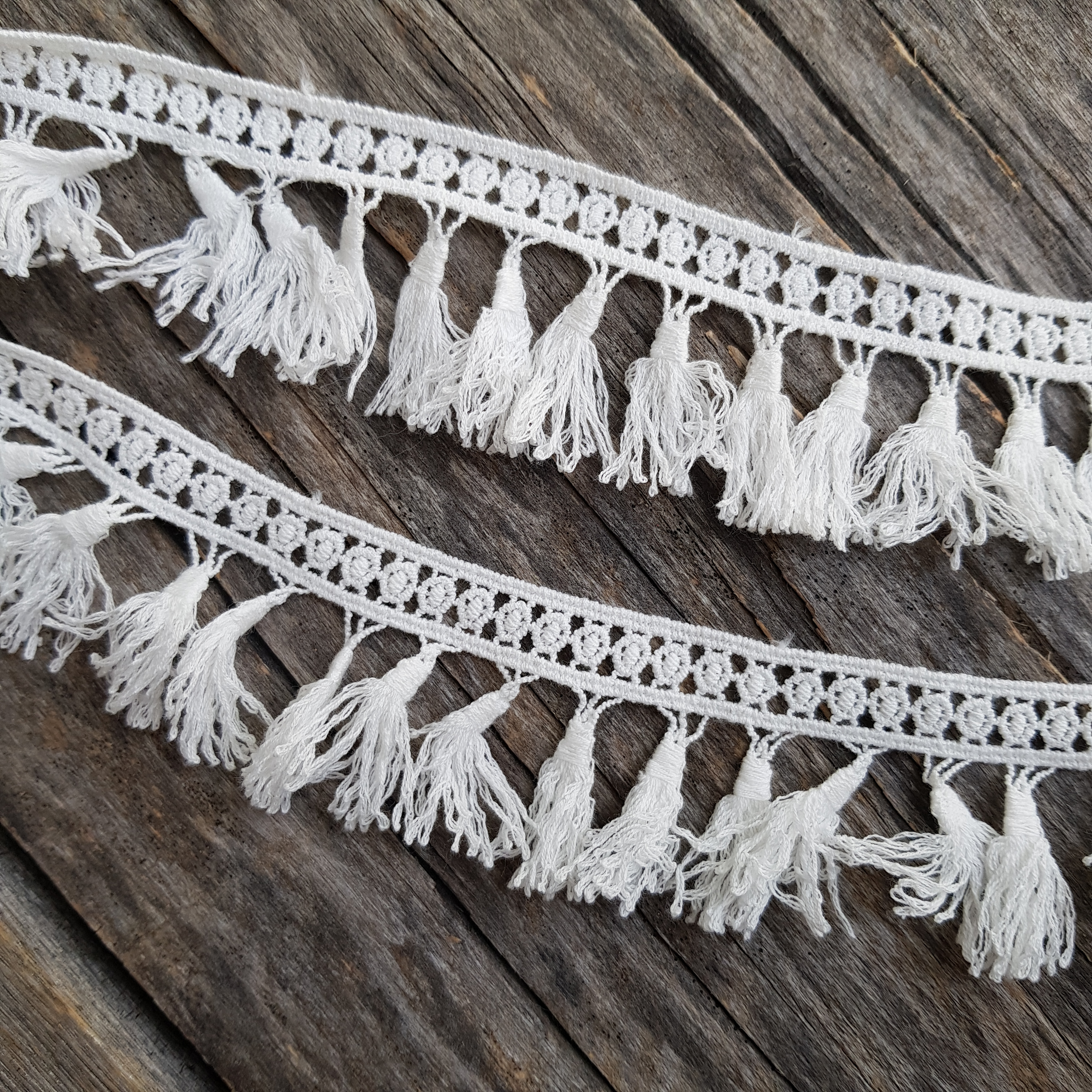 Кружево хлопковое 5 см "Кисточки", цвет белый