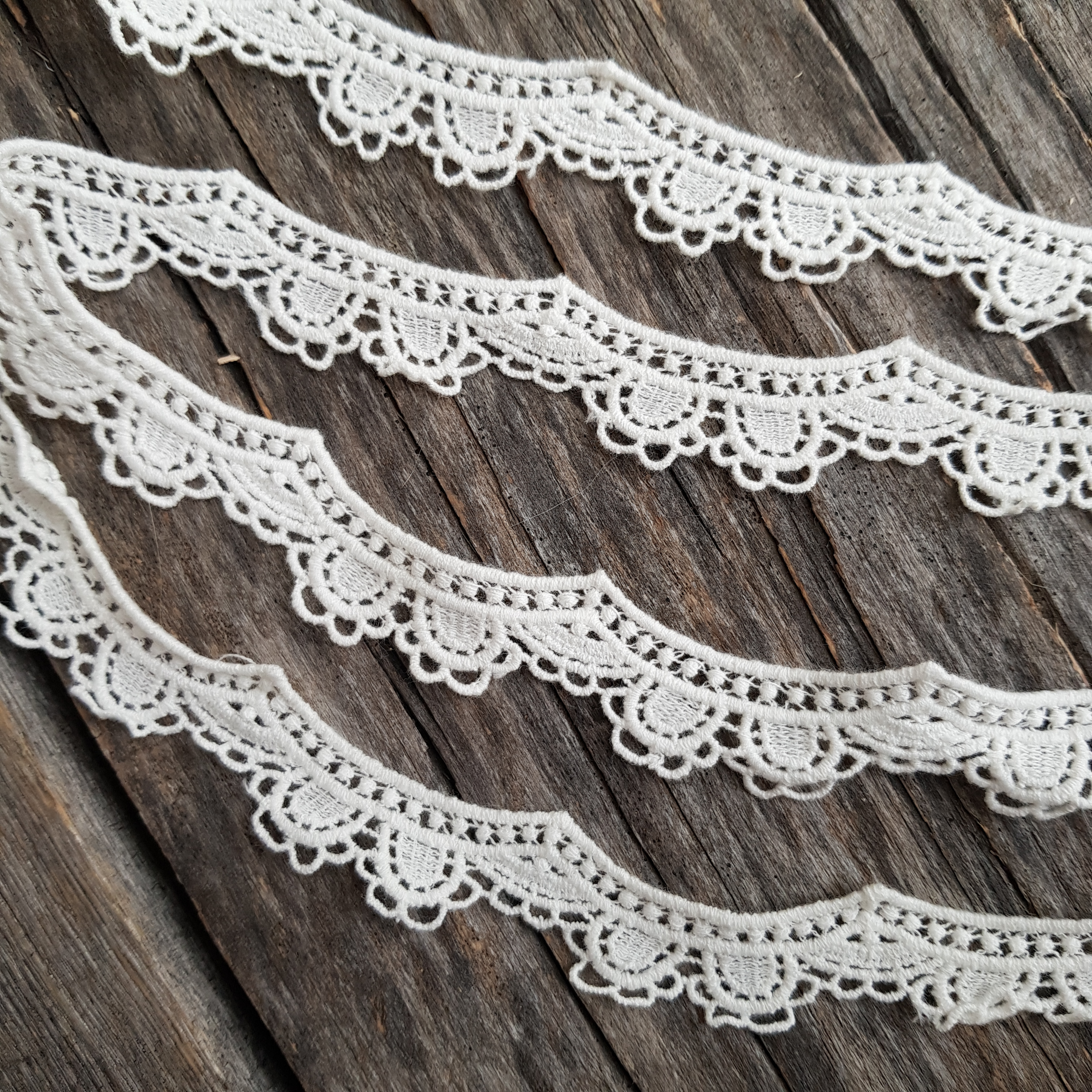 Кружево хлопковое 3 см "Дуга с фестонами", цвет молочный