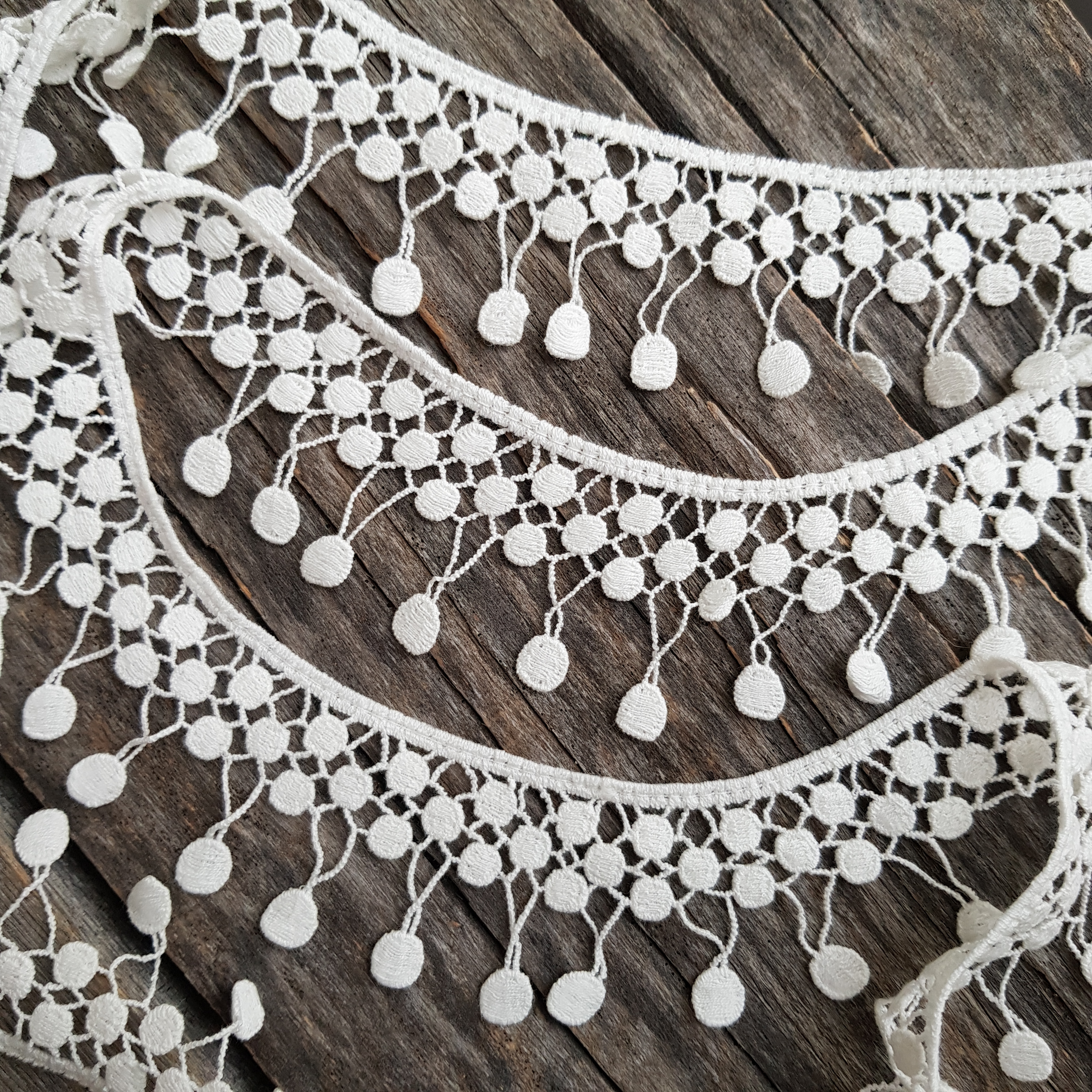 Кружево хлопковое 4 см "Сетка из кружочков", цвет молочный