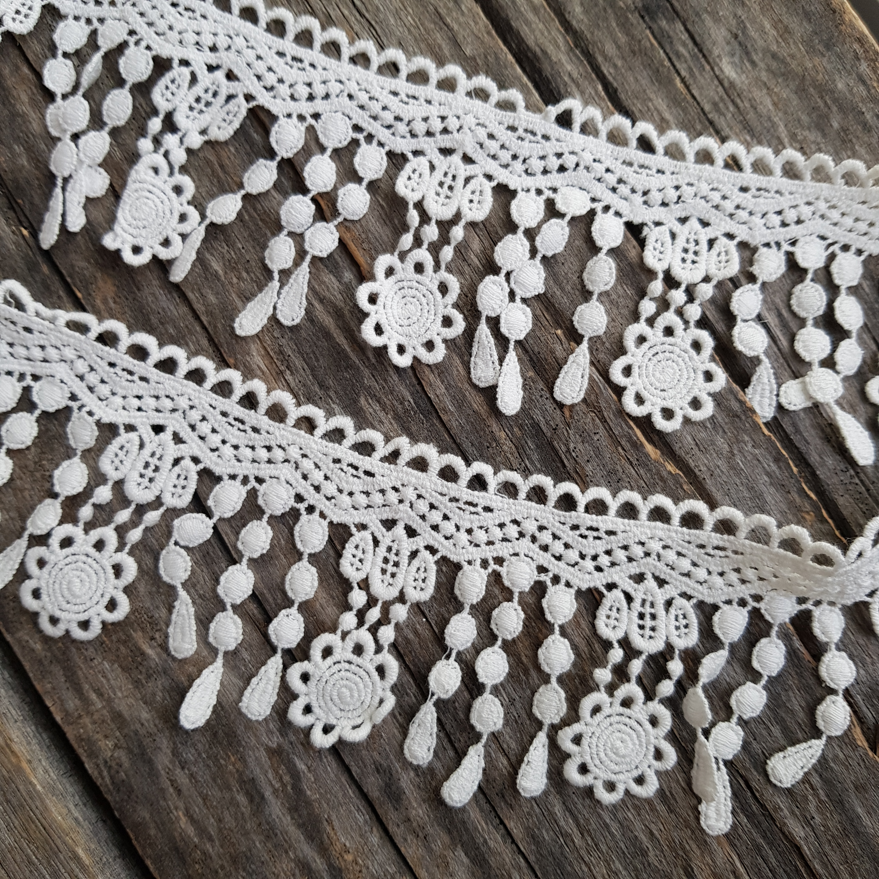 Кружево 6 см "Подвески с салфеточкой", цвет молочный