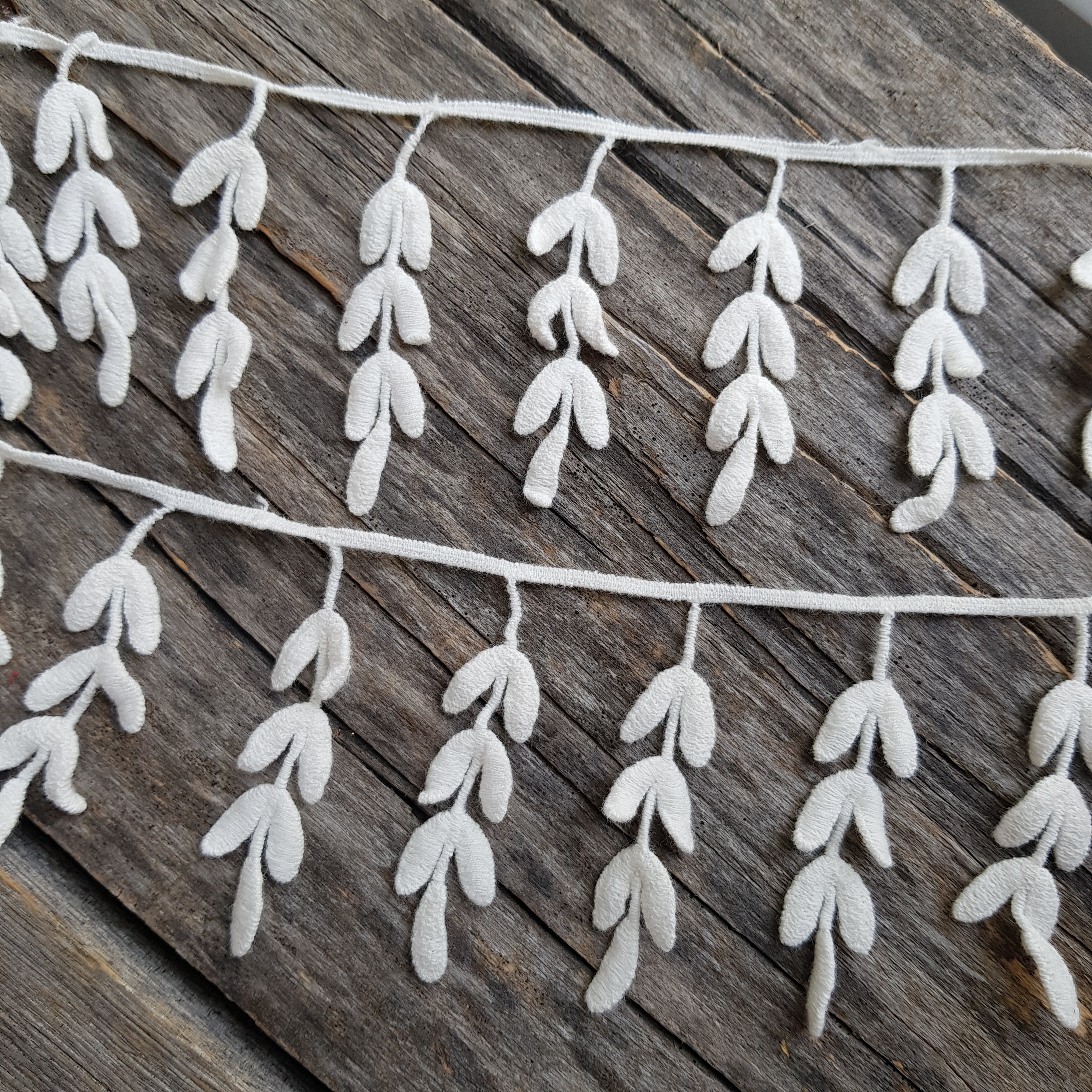 Кружево 8 см "Подвески-веточки", цвет молочный