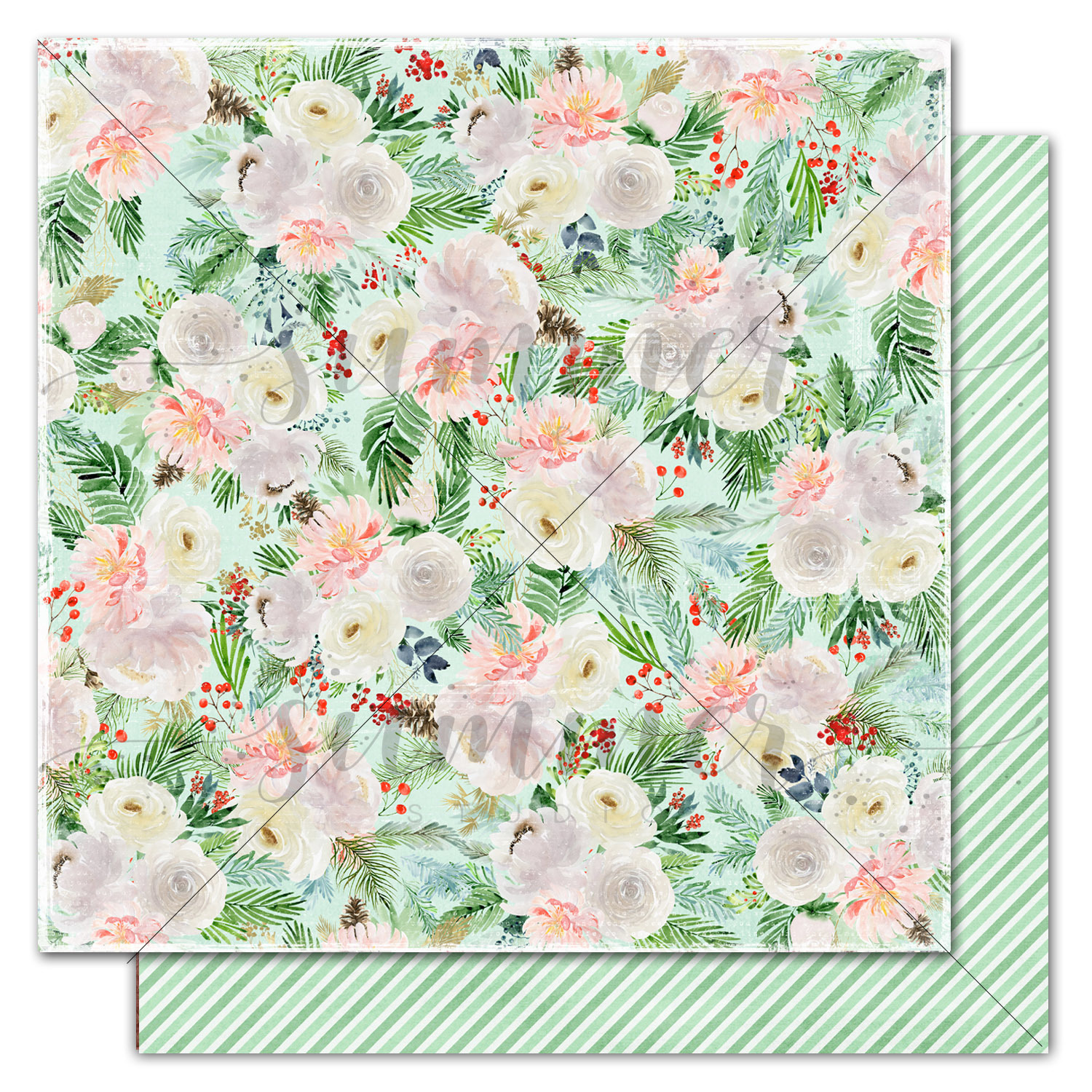 Бумага Summer studio "Winter traditions", Traditional flowers (SMST134)