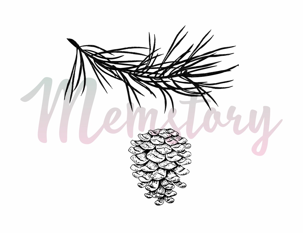 Штамп Memstory "Сосновая веточка и шишка"