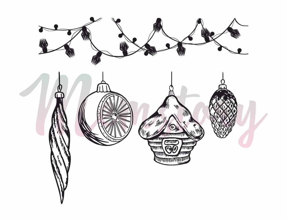 Штамп Memstory "Ёлочные ретро-украшения"