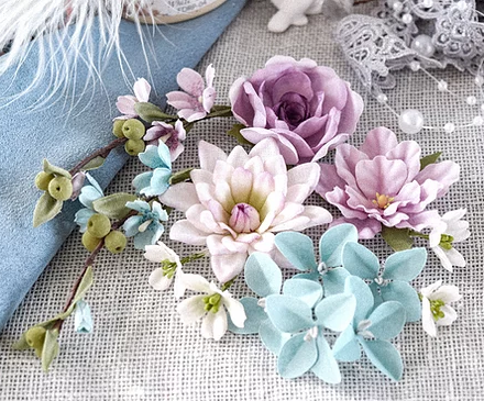 Набор тканевых цветов Pastel Flowers "Цветочный блюз" Фиолетовый