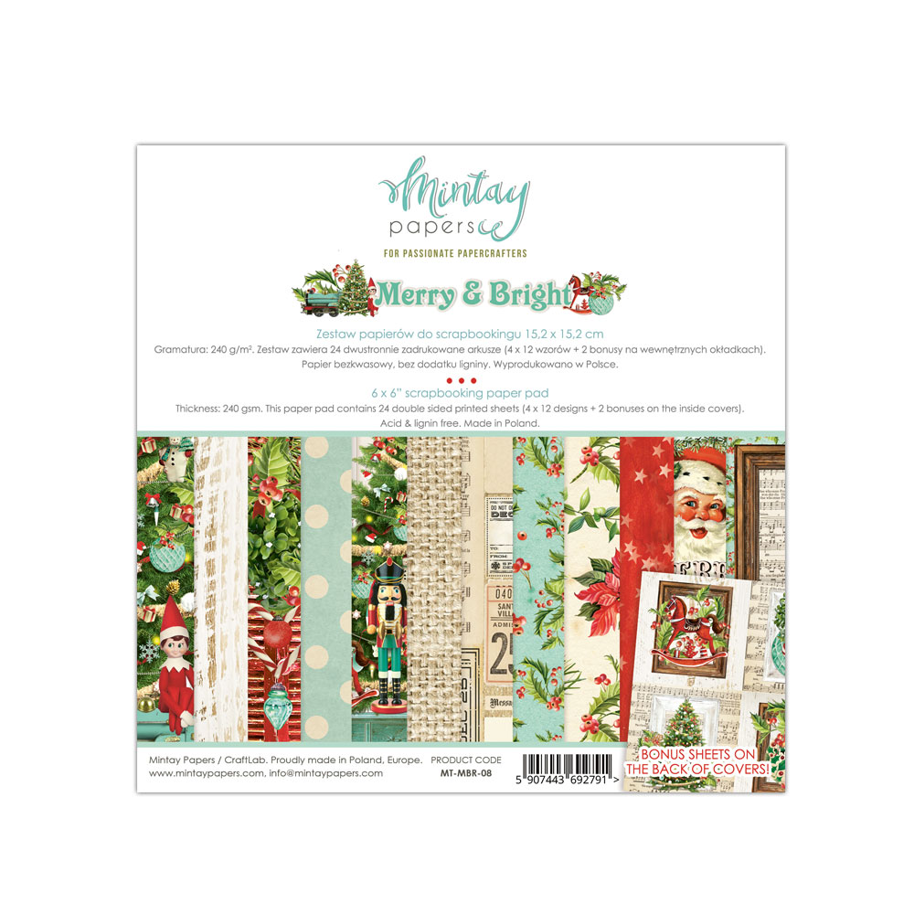 Набор бумаги 15х15см Mintay papers "Merry & Bright"