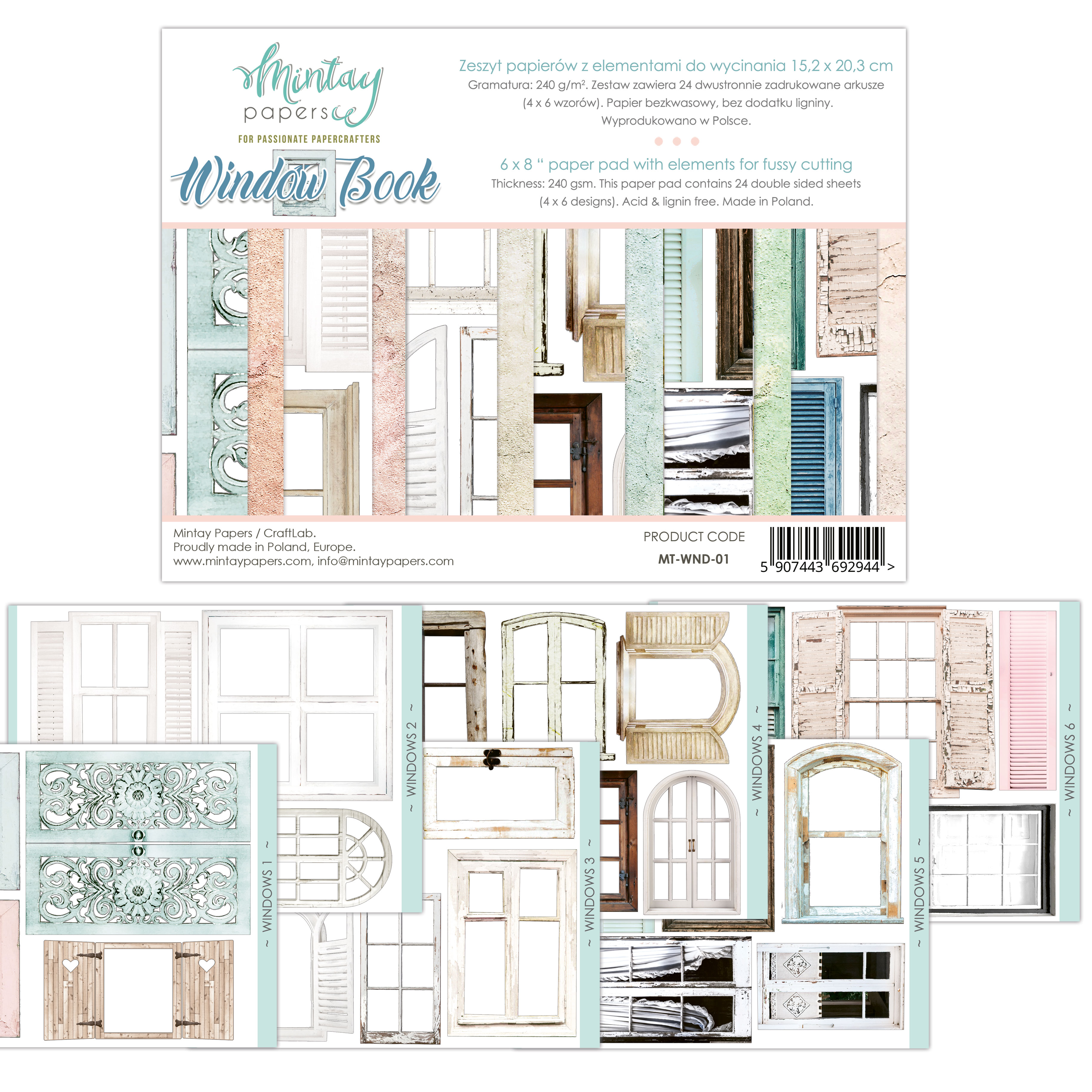 Набор бумаги 15х20см Mintay papers "Window Book"