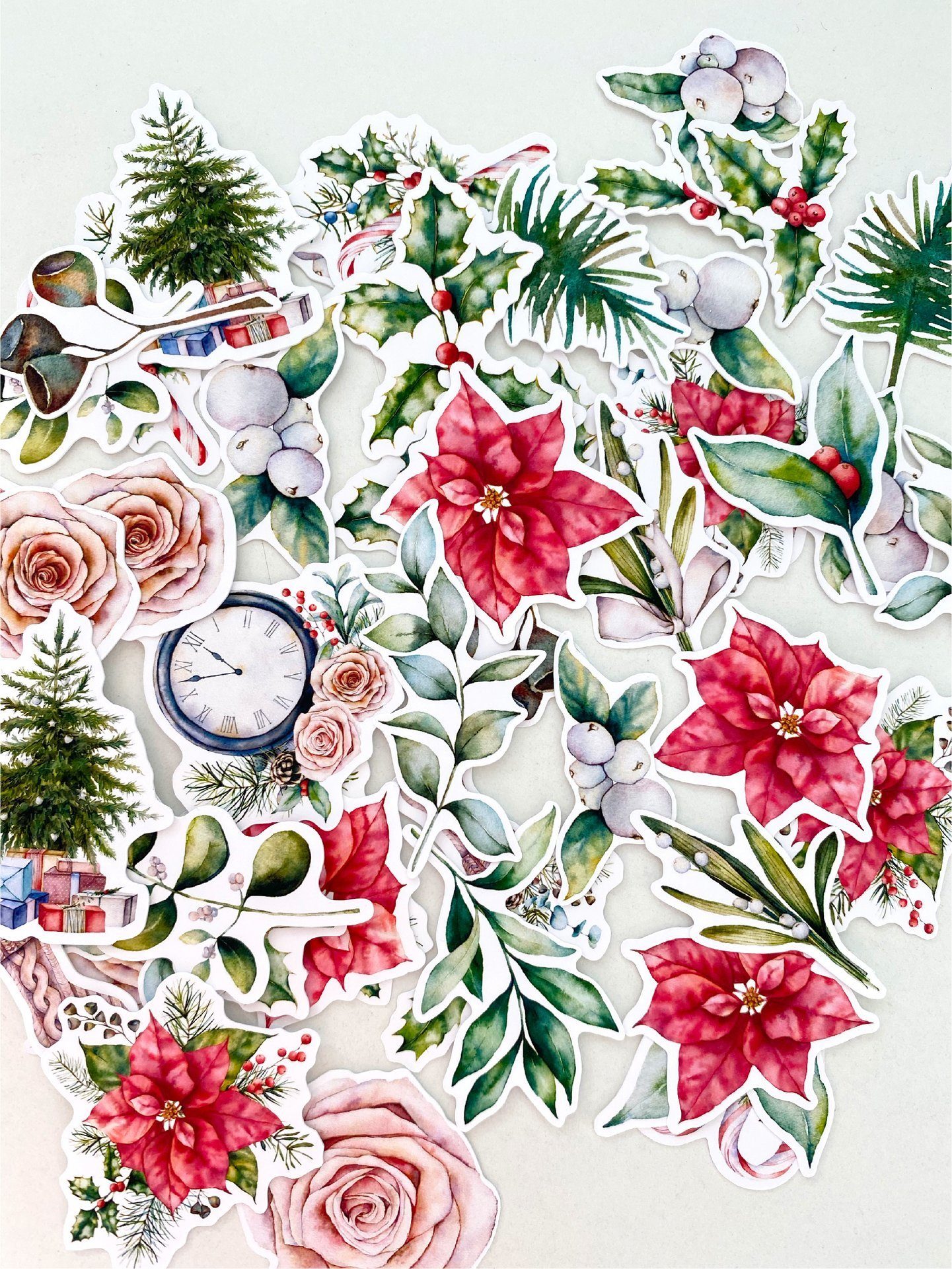 Набор картонных высечек MONAdesign "ЦВЕТЫ Винтажная зима"