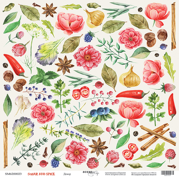 Бумага Scrapмир "Sugar and Spice", Декор (SM533)