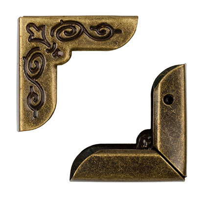 Уголки металлические для альбома 21 мм, 4 штуки, под бронзу