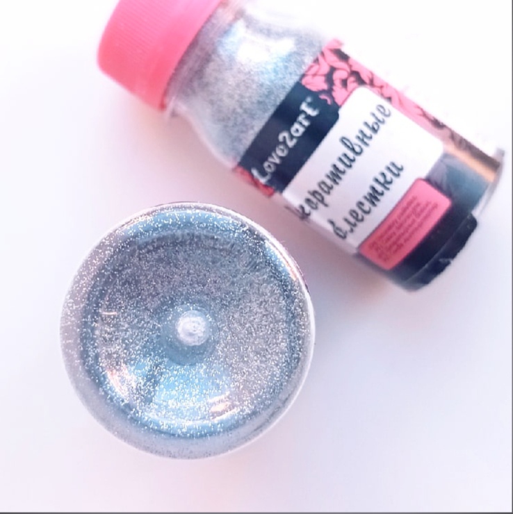 Блёстки (сухой глиттер) мелкие Love2art , цвет серебряный перламутр