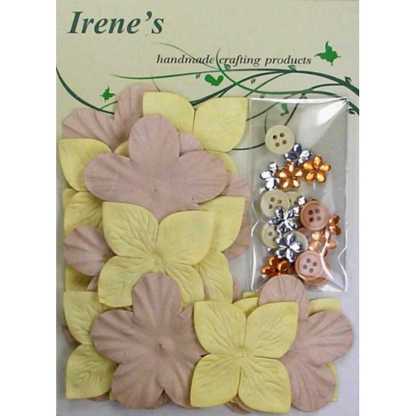 Набор "Цветы и пуговицы". Цвет бежево-ванильный.