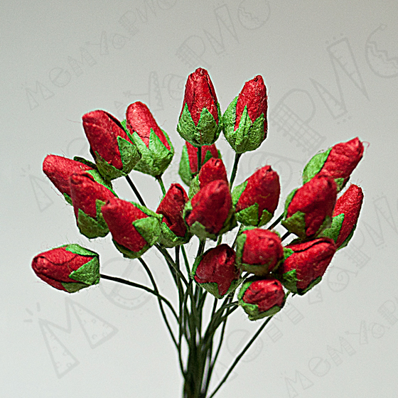 Букет мини-розочек закрытых 20 штук . Цвет красный.