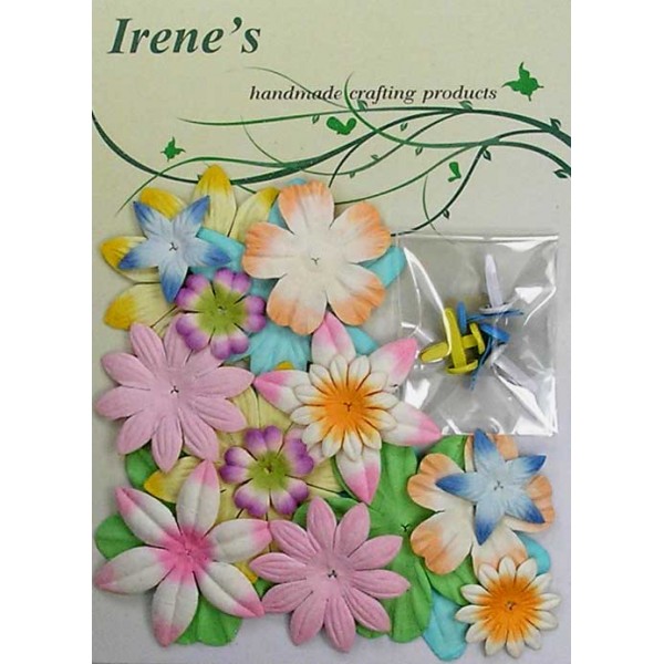 Набор "Цветочки + брадс". Пастельные цвета.